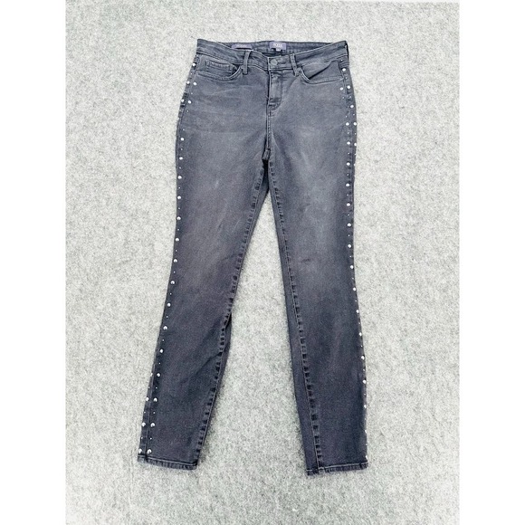 NYDJ Denim - NYDJ Ami Skinny Jeans Women Size 4 Gray Studded Stretch Lift Tuck Slim Fit Denim